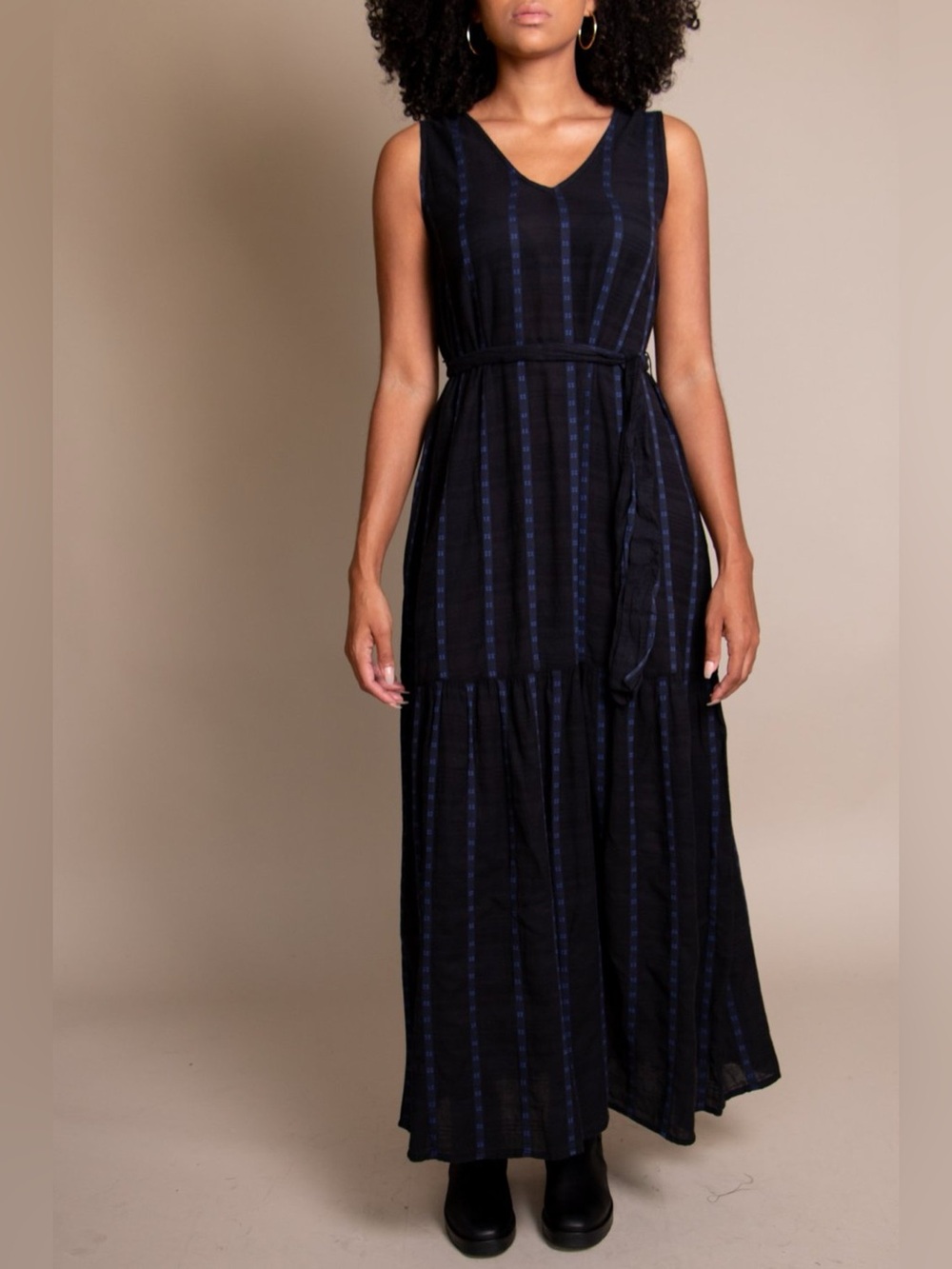 Ace & Jig Navy and Black Striped Sleeveless Maxi Dress